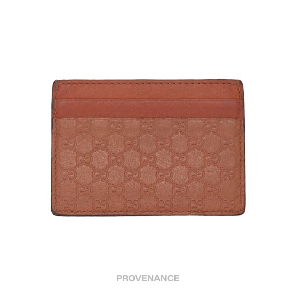 🔴 Gucci Card Holder Wallet - Peach MicroGuccissima Leather